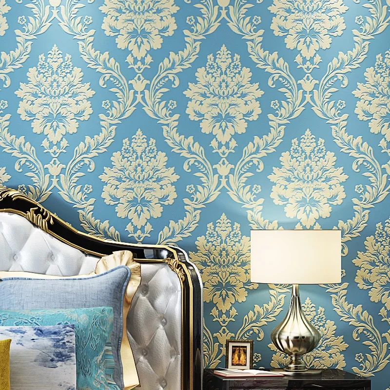 Papel pintado vinílico para la pared, rollo de papel decorativo de damasco en 3D para el salón y el dormitorio con diseño moderno y lujoso, disponible en marrón, beige