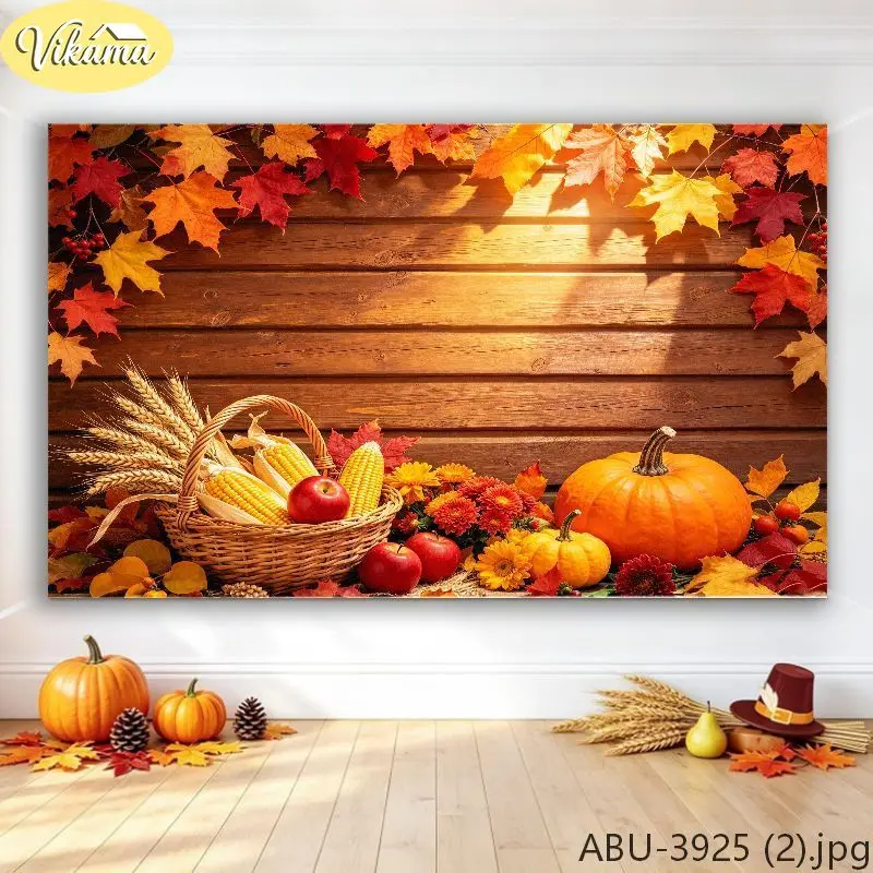 VIKAMA Turkey & Leaves Polyester Tapestry, Quick Dry Easy Care, Decor for Party Backdrop Living Room