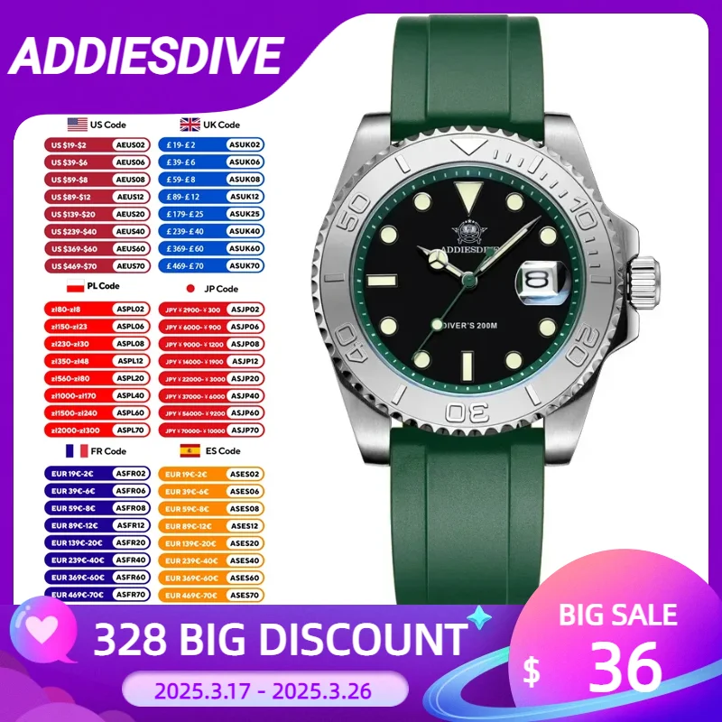 Adpeso AD2040 jam tangan kuarsa tahan air pria, arloji karet 41mm modis 200m dengan tampilan kalender Super bercahaya