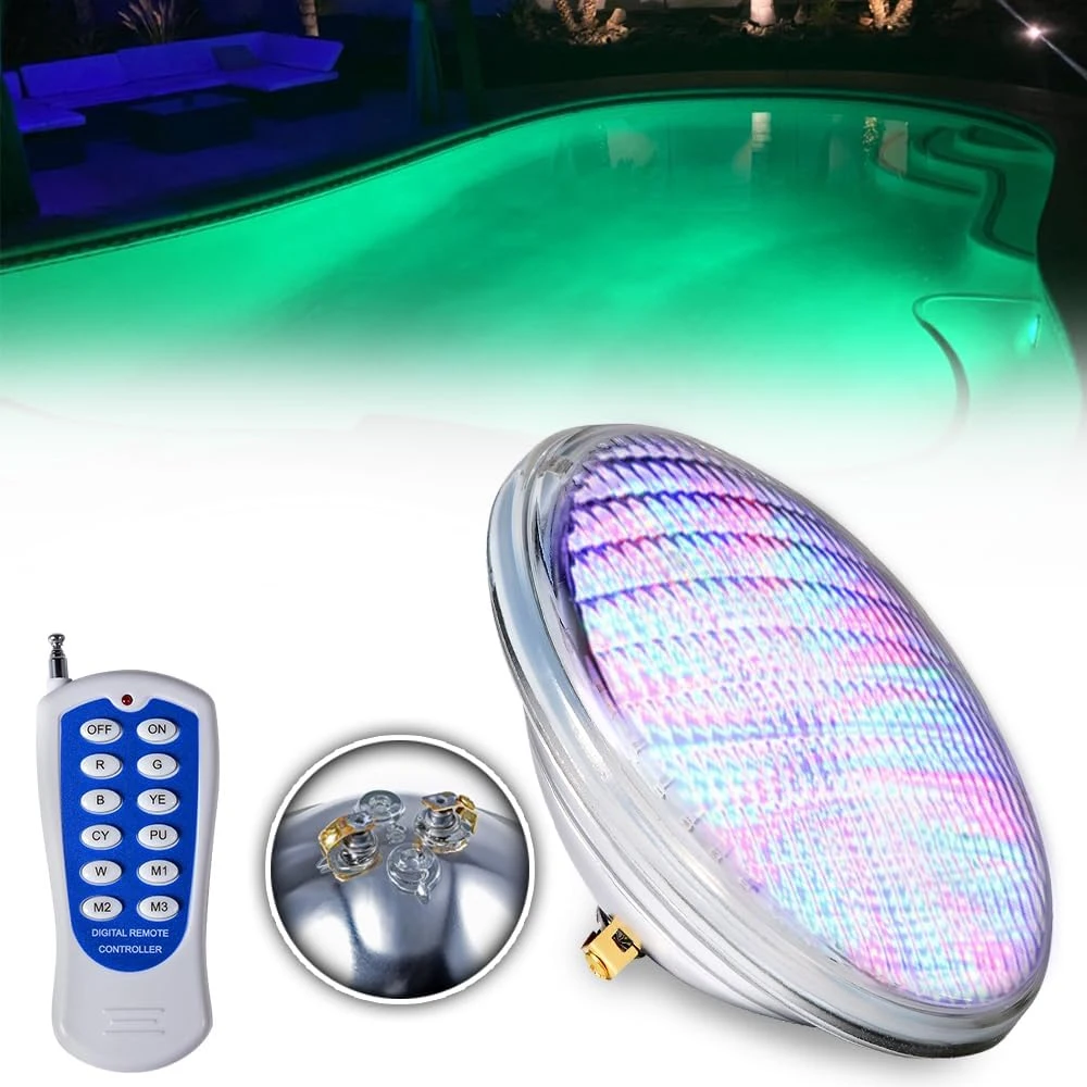 

IP68 Светодиодная лампа для бассейна RGB Многоцветная E26 База Par56 Подводный светильник для бассейна Лампа 12 В