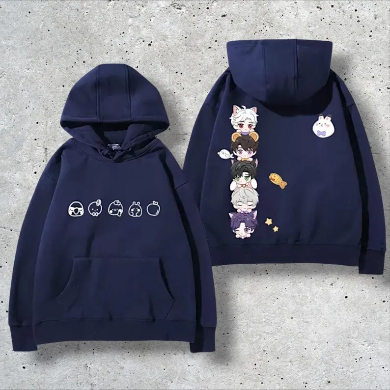 سترة بغطاء للرأس من Love and Deepspace Zayne Xavier Rafayel Sylus Caleb سترة بأكمام طويلة زي أنيمي كاجوال فضفاض للجنسين بغطاء للرأس