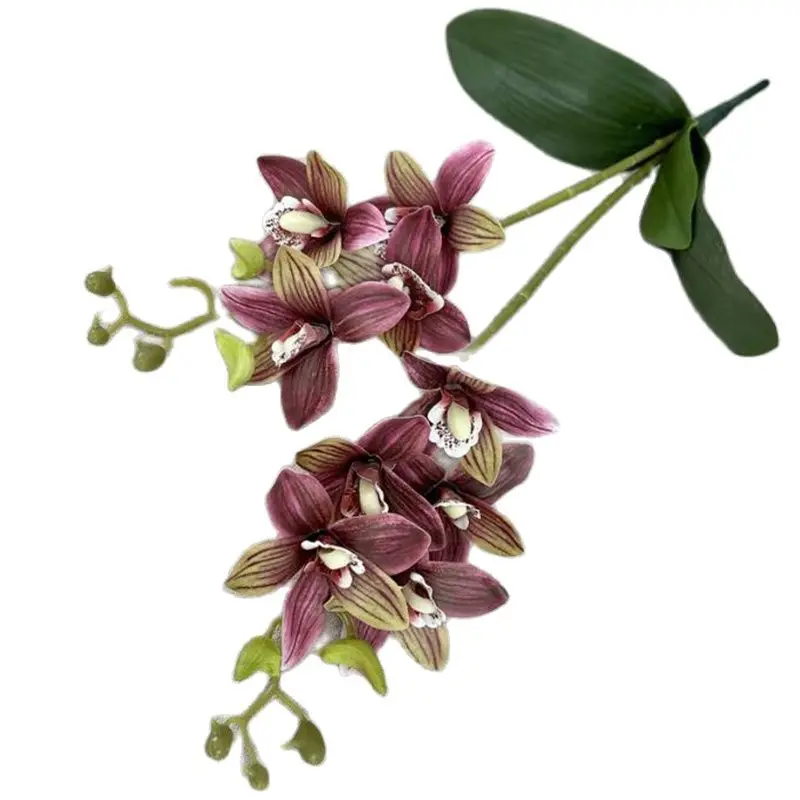 

Один искусственный Cymbidium (2 стебля/бутон), длина 24 дюйма, имитация Дэйва уилана, Зеленый лист для свадебных центральных элементов