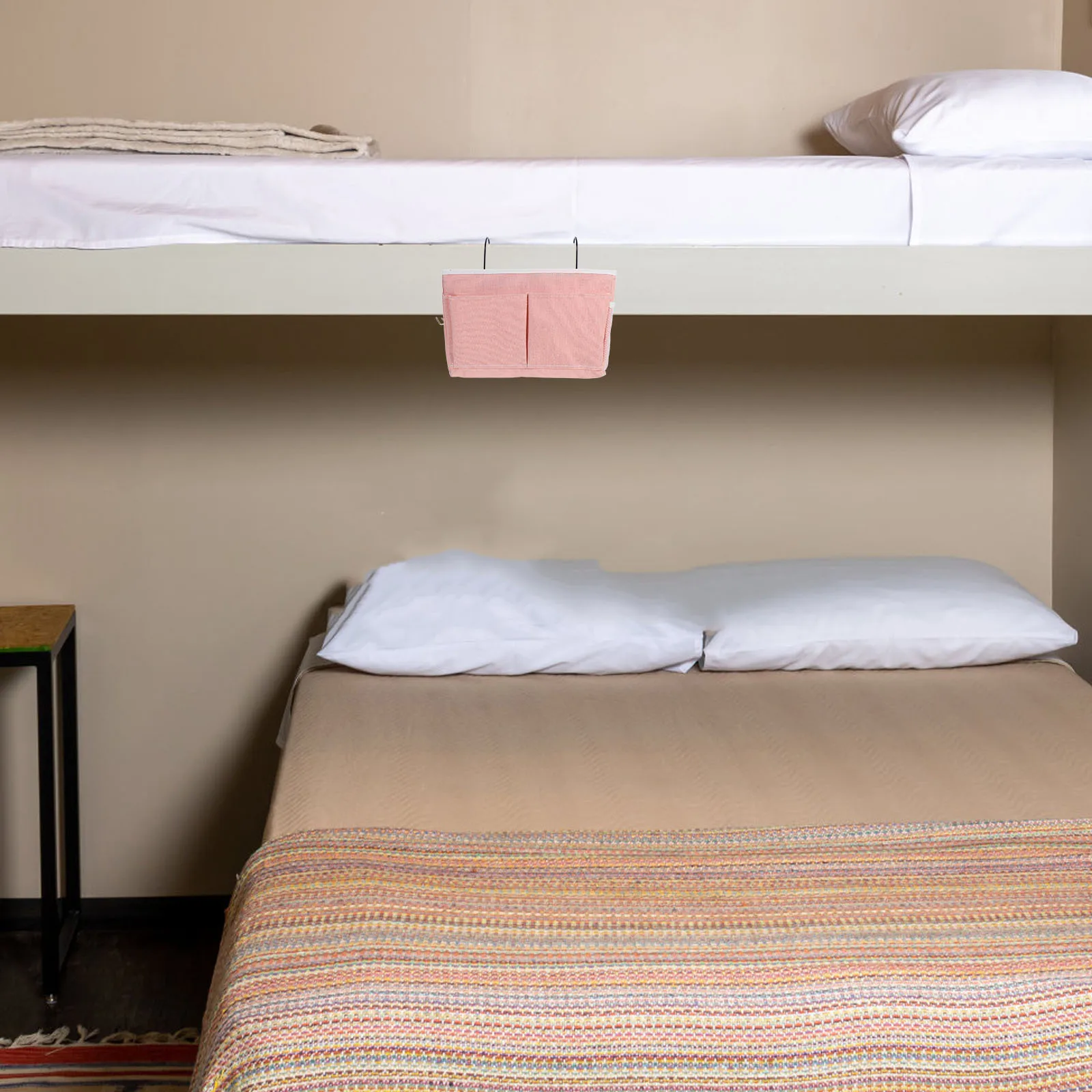

Dormitory Bedside Hanging Basket Soft Cotton Linen Material for Phone Glasses Books Storage Pocket Clutter Free Sleeping Area