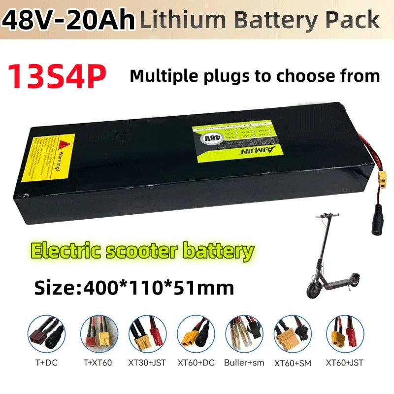 13S4P 20Ah 48V Lithium Battery Pack Grade-A Cells For Kugoo M4 M4Pro Max Speed E-Scooter Built-in BMS Dual XT60+T Long Range