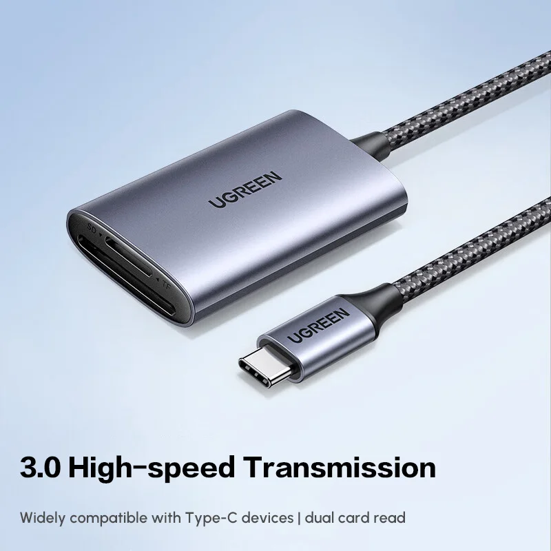 

UGREEN Type-C 3.0 Card Reader SD/TF Dual-Slot Compatible with USB-C Computers and Phones 16 15 Type-C 3.0