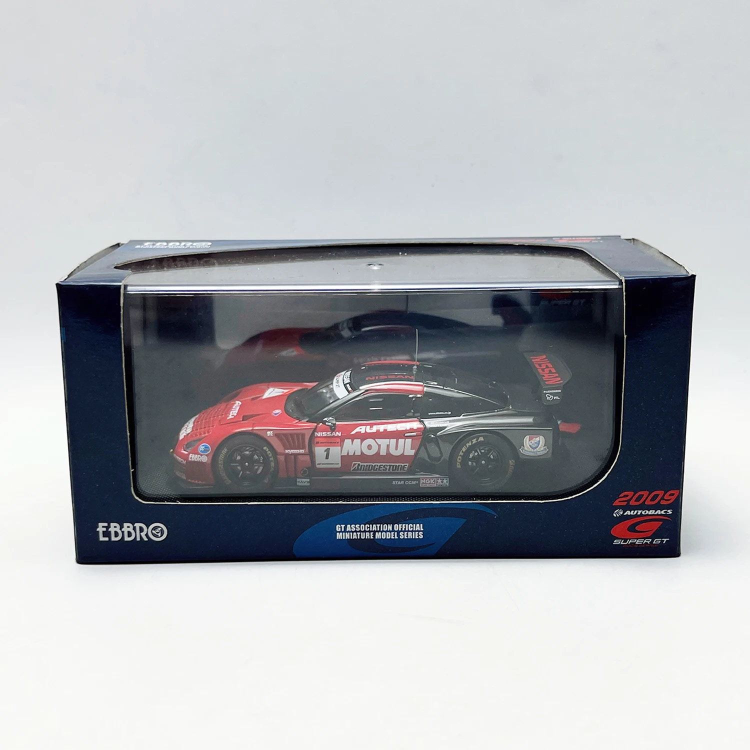รถโมเดล EBBRO อัตราส่วน 1:43 ผลิตจากโลหะผสม รถนิสสัน จีทีอาร์ ซูเปอร์ จีที ปี 2009 ของเล่นรถแข่ง ของสะสมสำหรับผู้ใหญ่ ของที่ระลึก ของตกแต่งแบบตั้งโชว์