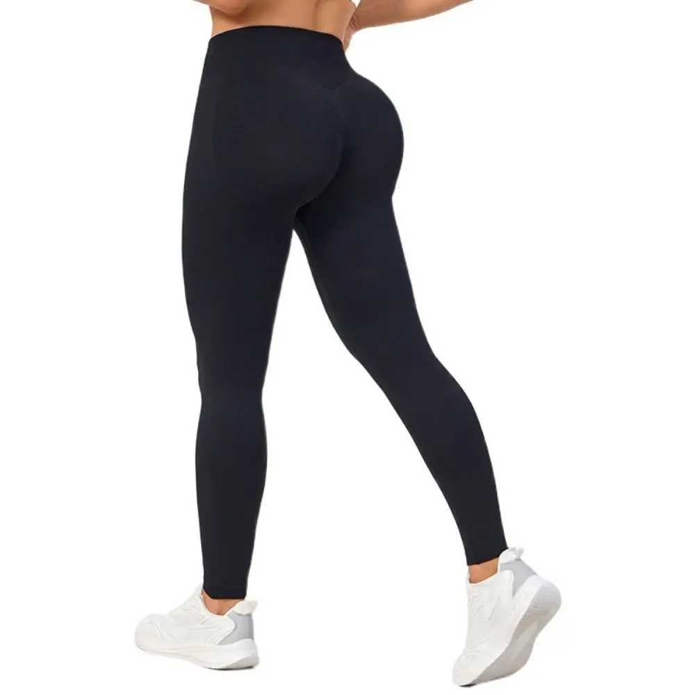 Leggings scolpiti Pantaloni lunghi da yoga elastici da donna Pantaloni lunghi da yoga sportivi neri a vita alta con controllo della pancia