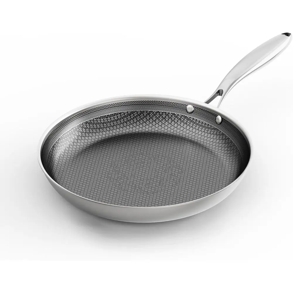 

COOKING KING 12-дюймовая сковорода из нержавеющей стали, гибридная сковорода с антипригарным покрытием, сковорода, 3-слойная посуда, равномерное распределение тепла, посудомоечная машина