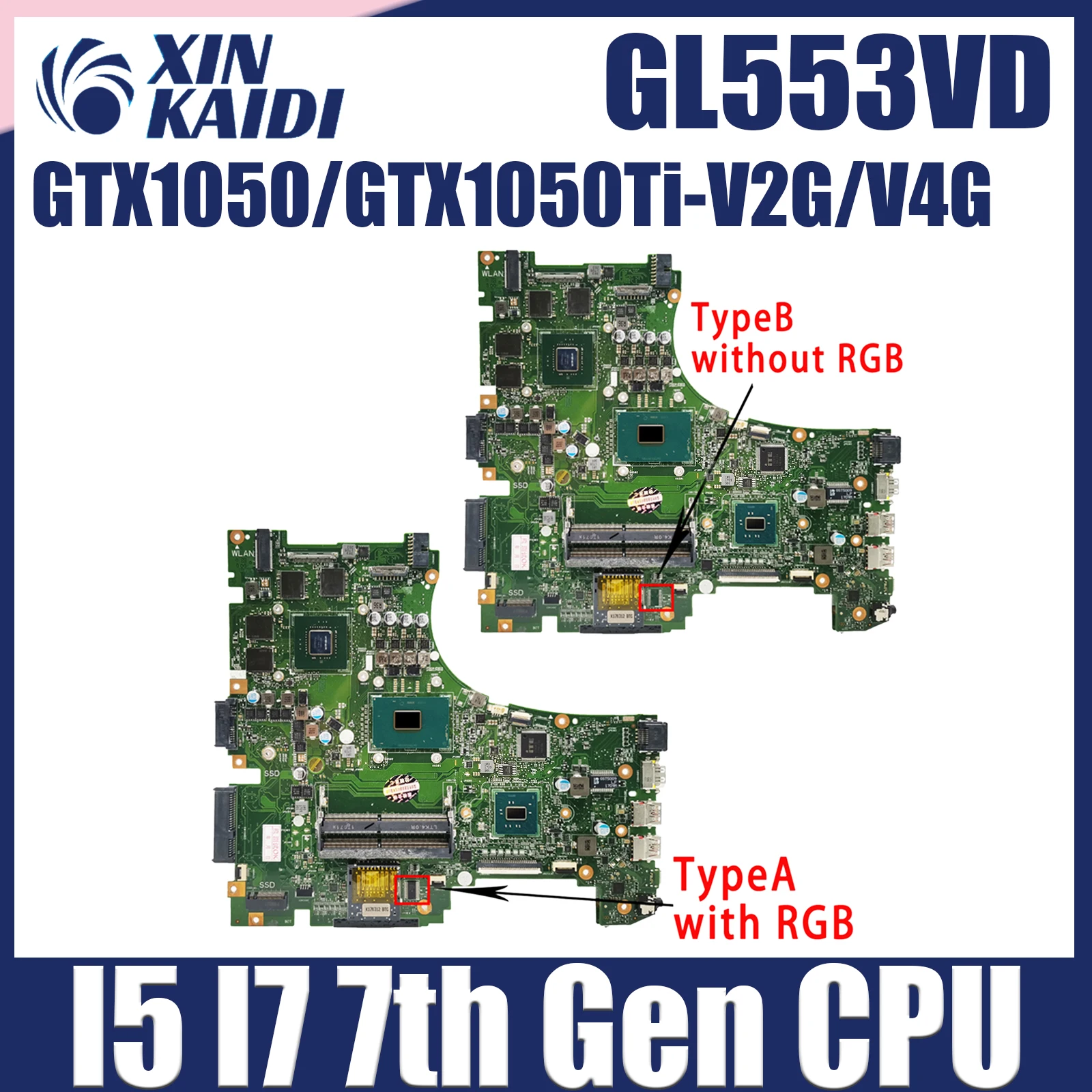 

GL553V Mainboard ZX53V GL553VD GL553VE GL553VW FX553V ZX553V G553V Laptop Motherboard I5 I7 6th/7th Gen GTX1050/GTX1050Ti