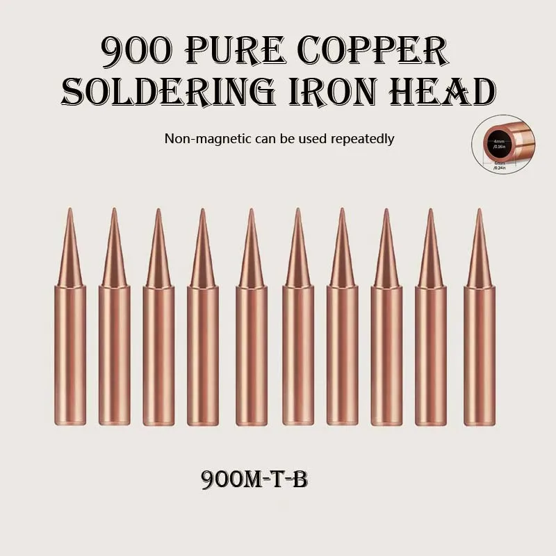 

10 - Piece Copper Soldering Iron Tip Set, Multi - Shape for Electronics & Hardware Welding