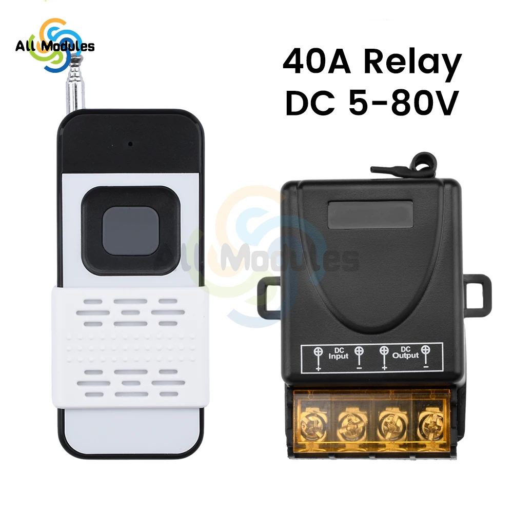 433Mhz Wireless Remote Control Switch DC5V12V24V80V High Power Long Distance RF Receiver 40A