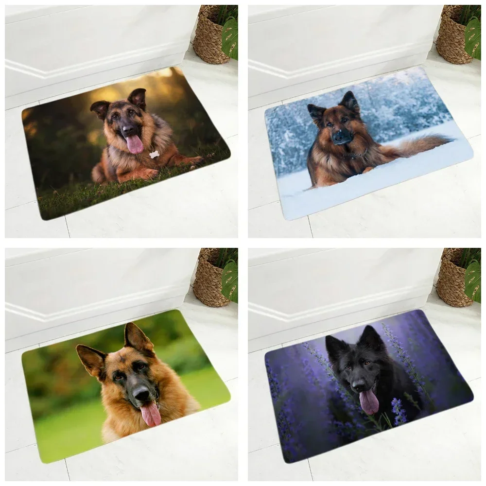 German Shepherd Dog Doormat Flannel Carpet Floor Mat for Hallway Bedroom 40x60cm Pet Animal Door Rug Non-Slip Decor