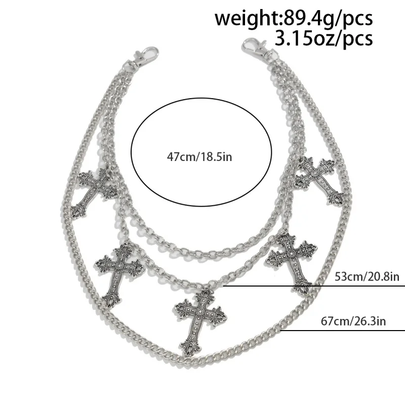 Punk Cross Motorcycle Style Pants Chain Bicycle Belts Chains Spring Skeleton Stride Waist Decoration
