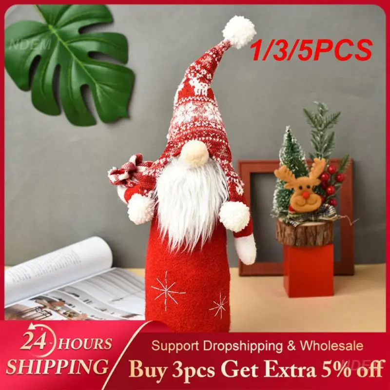 1/3/5PCS Santa Claus Exquisite Craftsmanship Manual + Mechanical Holiday Parties Window Decorations Skin Friendly And Soft White