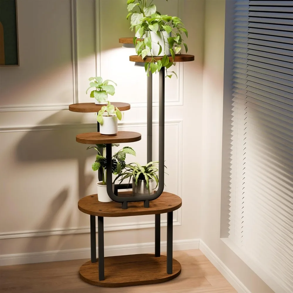 Grow Lights, 6 Tier 38.6″ Tall Metal Shelf for Multiple Plants, Plant Shelves