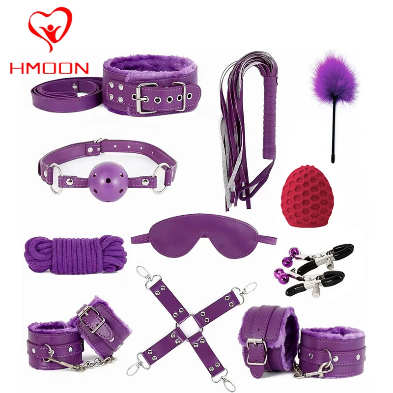 BDSM Bondage Restraint Set Sex Handcuffs Whip Anal Beads Anal Plug Bullet Butt Plug Vibrator S&M Fetish Sex Toy for Woman Adult