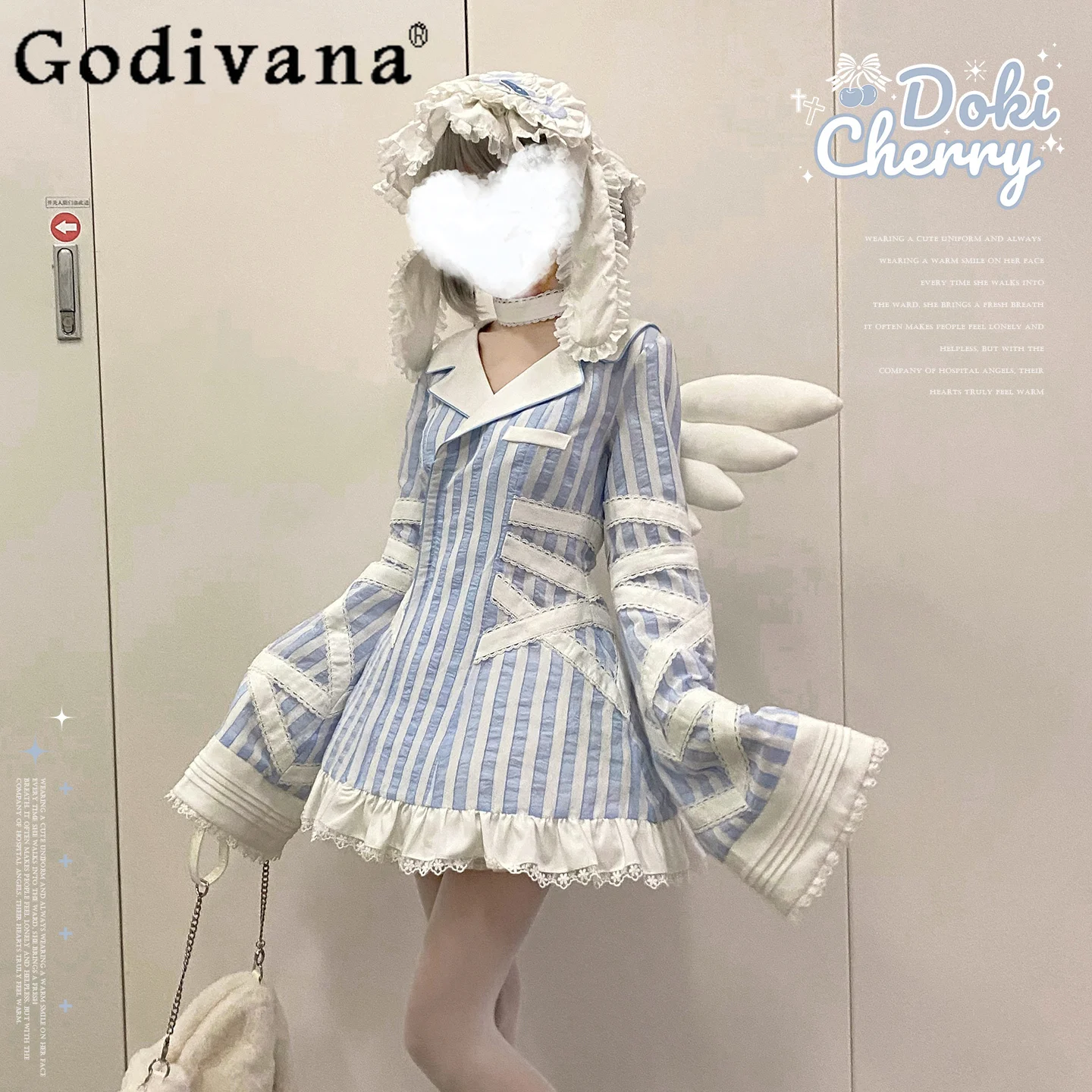 

Original Cos Womens Outfits 2025 Japanese Subculture Mine Girls Long Sleeve Striped Shirt Shorts Set Autumn Y2k Pajamas Homewear