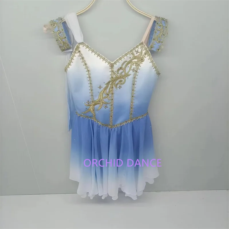 

2024 Professional Custom Size Kids Girls Women Adult Modern Dance Performance Wear Costumes Blue Cupid Ballet Lyrical Dress