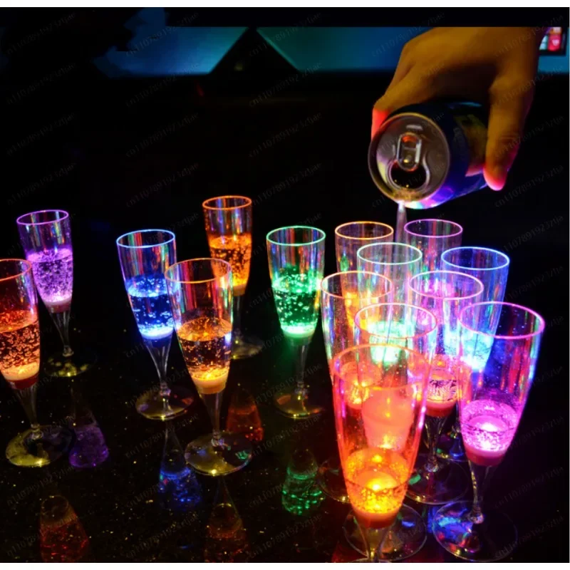 6Pcs RGB LED Light Up Wine Glass, Remote Control Color Changing Cup, Party Bar Home Atmosphere Decoration
