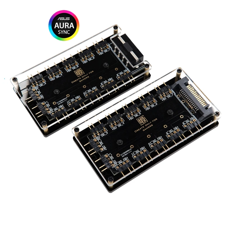 RGB Interface 1-12 Ways Fan Controller Dimming HUB RGB HUB Supports ASUS MSI RGB Fan RGB LEDS for ASUS Motherboard AURA 5V 3-pin