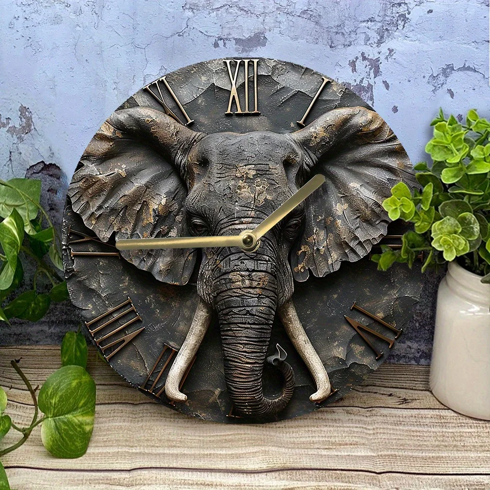 Silent Aluminum Wall Clock with Elephant Design - Perfect for Diy Home Decor, Mother'S Day & Halloween Wall Clock Modern Design