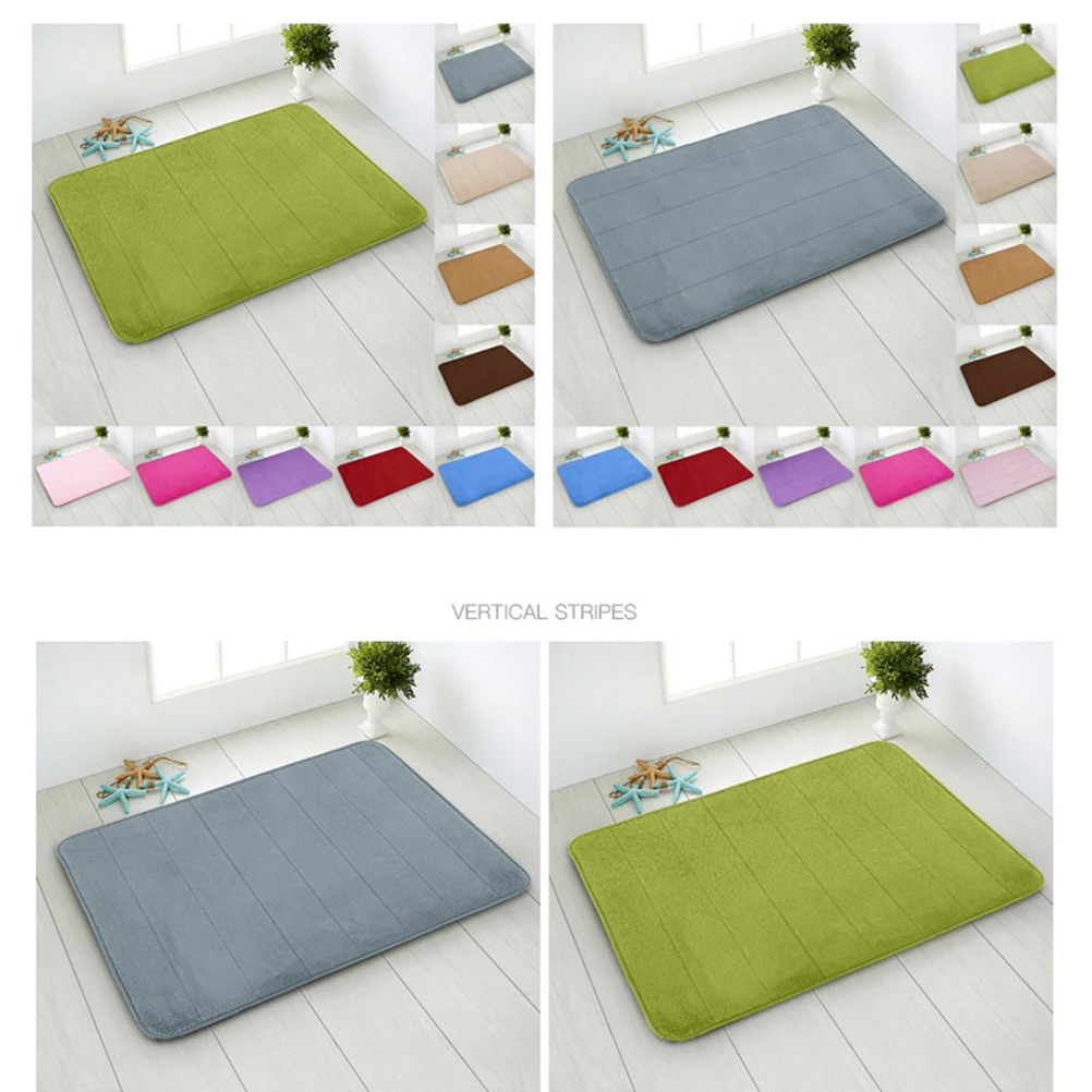 

Soft Coral Fleece Floor Mat Memory Foam Bath Rug Skid Resistant Bath Mats For Bathroom Bedroom Living Room Machine Washable