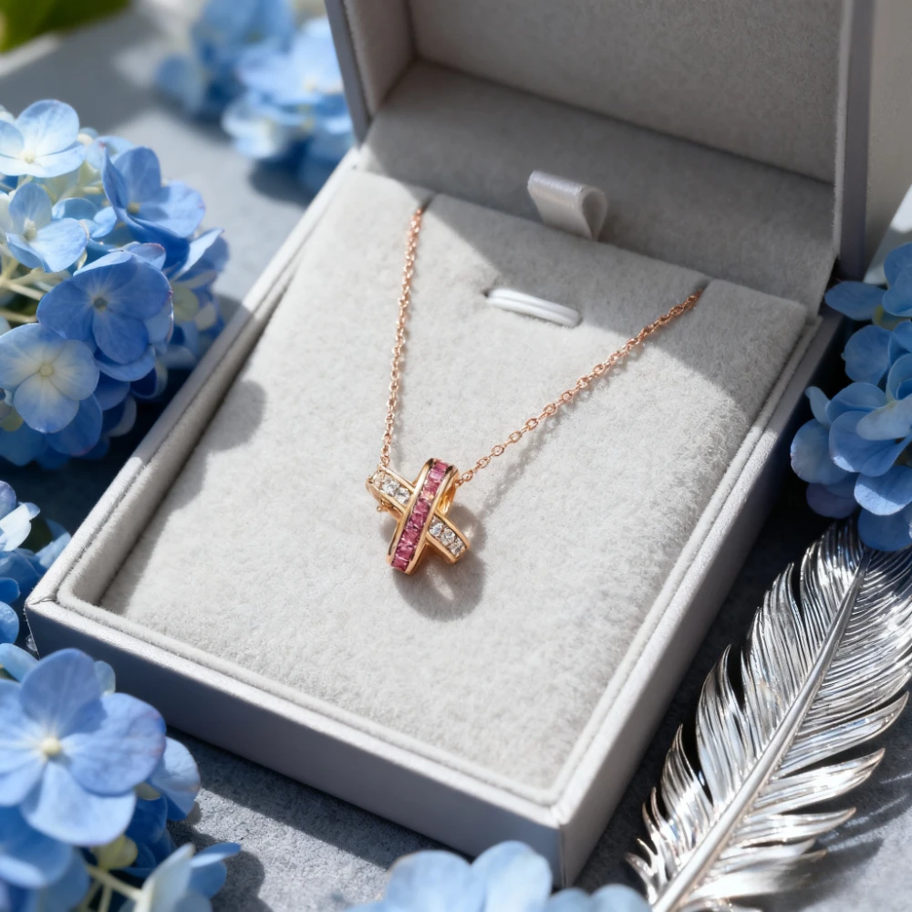 

New Pink Diamond Cross Necklace Fashion Luxury Banquet Workplace Versatile Mother's Day Gift 2025 Trendy Jewelry