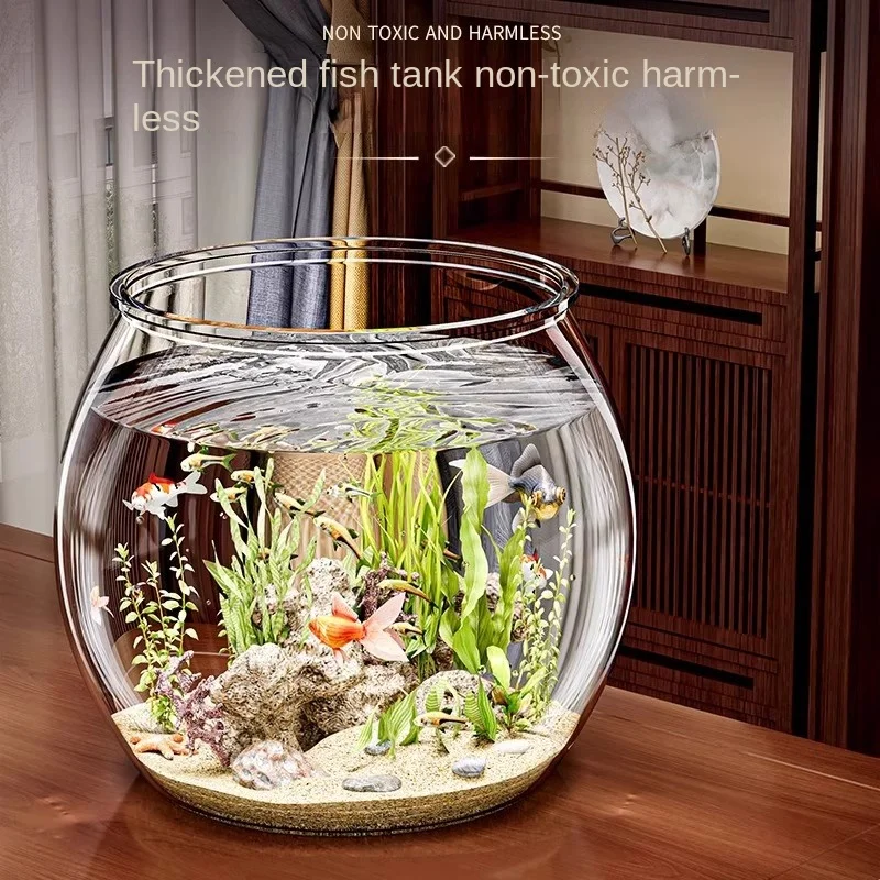 

Round fish tank plastic integrated molding high transparency fall resistance not damaged imitation glass living room small