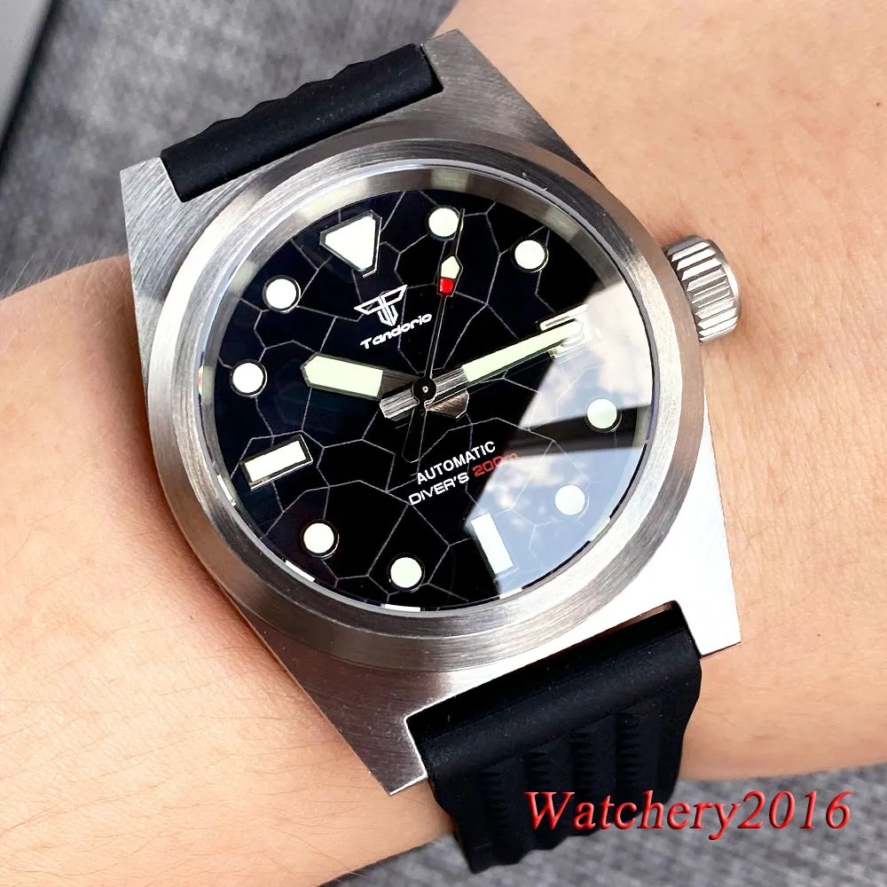 

Luxury Tandorio AR Coating Sapphire Glass Black Mother Of Pearl Dial NH35A 20ATM Waterproof Automatic Mens Diving Watch