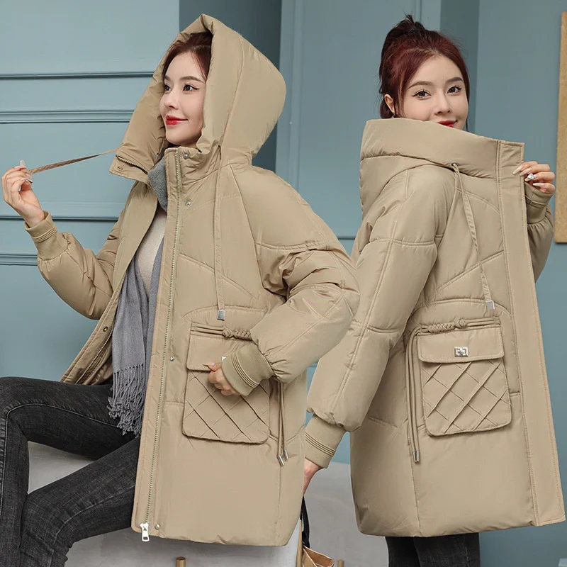 2023 New -30 Degrees Winter Parkas Cotton-padded Jacket Women Coats Loose Hooded Overcoat Female Mid-length Thicken Bread Coats