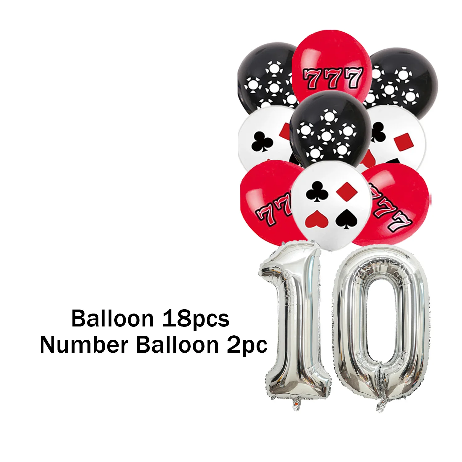 Poker Casino Nacht Themen-Geburtstagsparty Dekorationszubehör Cupcake-Topper Ballon Teller Becher Banner Porträt-Fotografie Banner – Detail 5