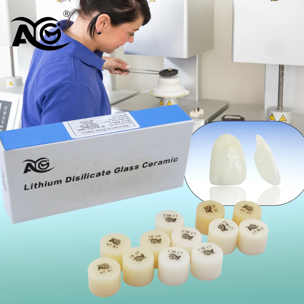 

Стоматологические прессованные блоки AG из дисиликата лития, 5 шт., HT/LT, стеклокерамические блоки-инготы высокого качества для виниров, стоматологические материалы
