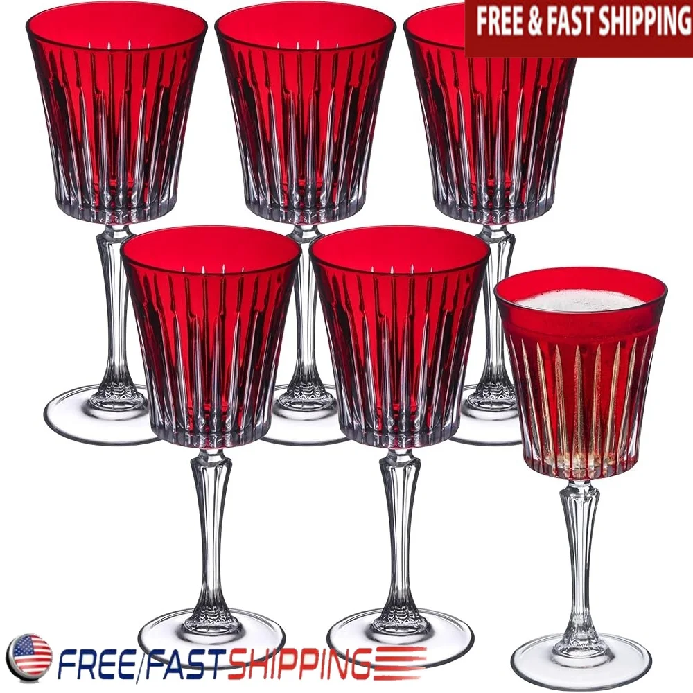 

Set of 6 European Colored Wine Goblets Crystal Clarity Elegant Drinkware Gift Boxed Vibrant Glassware Unique Table Decor