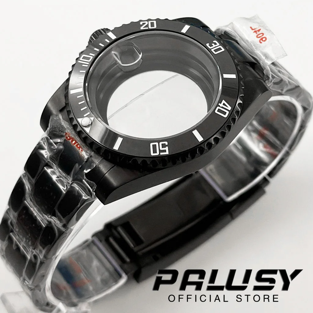 NH35 Diver PVD Preto 40mm Moldura de Cerâmica Preta À Prova D 'Água Para NH34 NH35 NH36 NH70 NH72 ETA2824 Movimento Caixa de Relógio de Vidro Safira