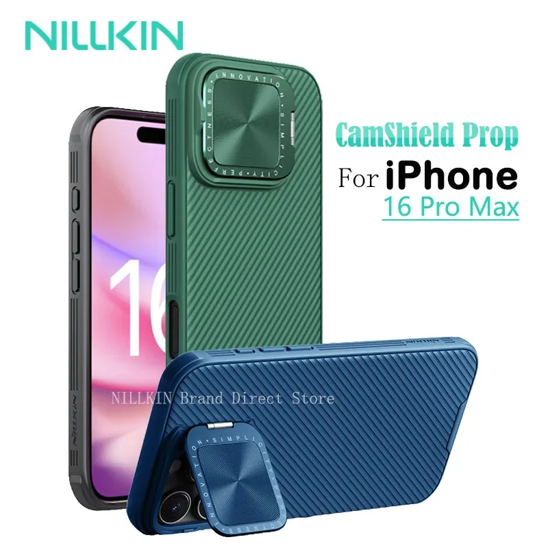 Nillkin CamShield Prop Cases for iPhone 16 Pro Max, Full Coverage Camera Stand, Anti Shockproof Hard Back Cover WIth Kickstand