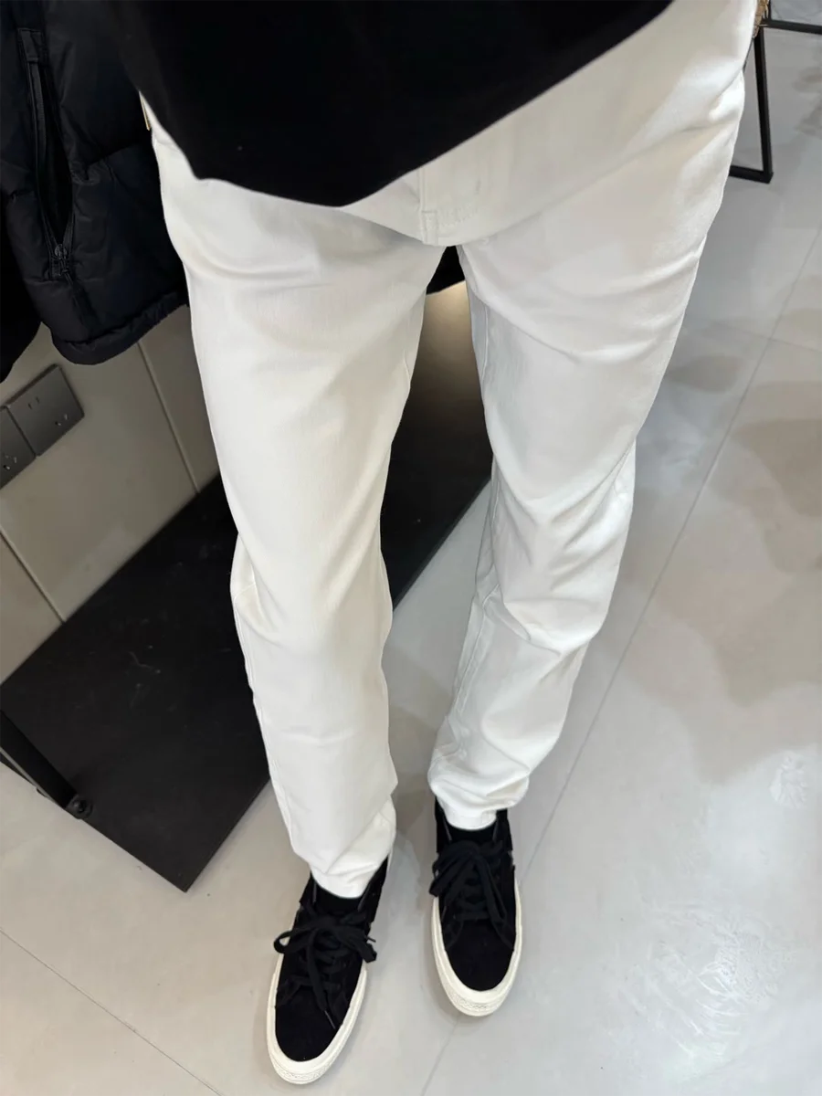 

Slim Fit Straight Leg White Jeans Men's Sle All Seasons American High Street Color Trendy Brand Haome Long Pants