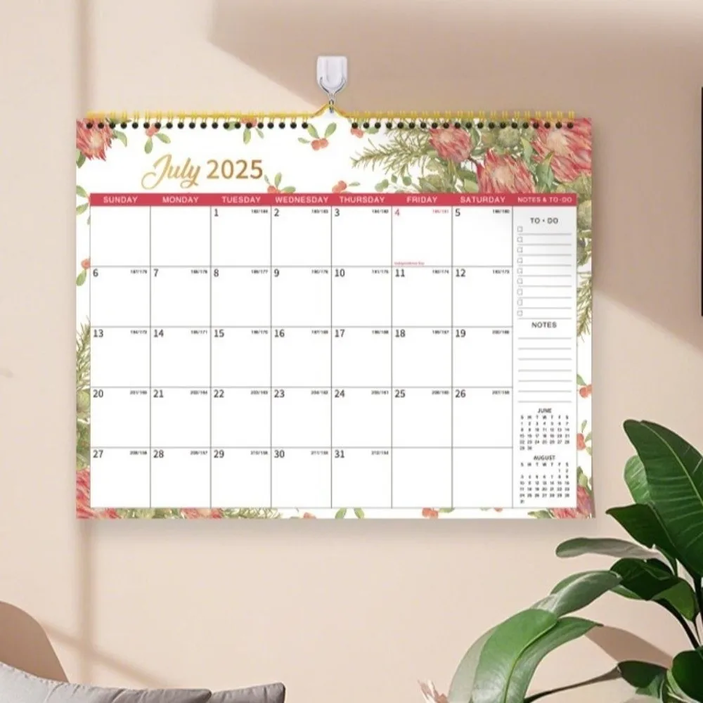 

Creative Wall Calendar Monthly Layout Spacious Coil Calendar Thick Paper with Waterproof Cover Hanging Calendar School