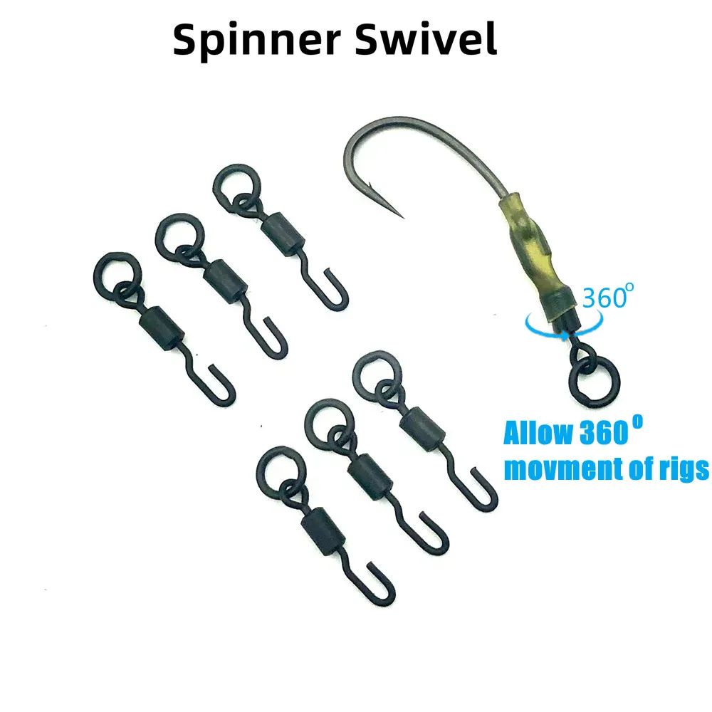 20pcs Carp Fishing Swivels Snaps with Solid Ring Spinner Swivel Ronnie For Hair Rig Accessories