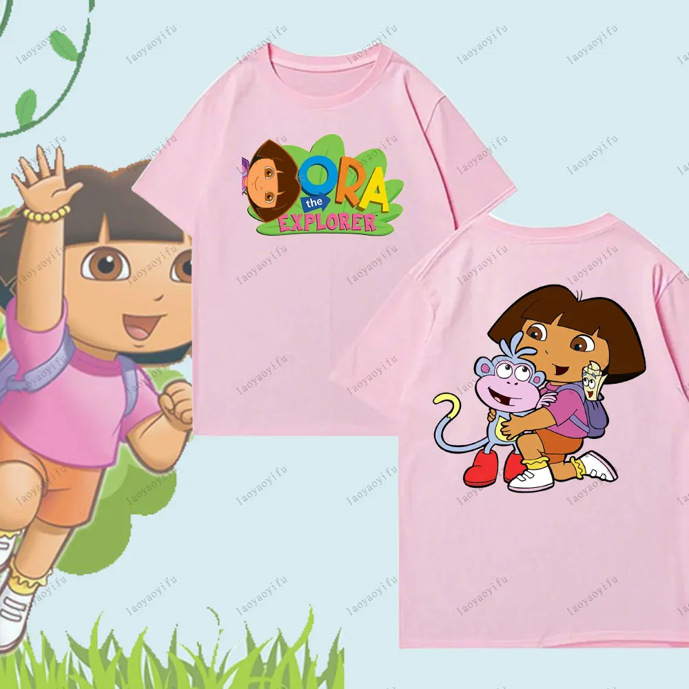 تي شيرت دورا ذا اكسبلورر بنمط كرتوني لطيف تي شيرت مريح ذو طابع شخصي للجنسين والنساء والرجال تي شيرت موضة الشارع Harajuku #3