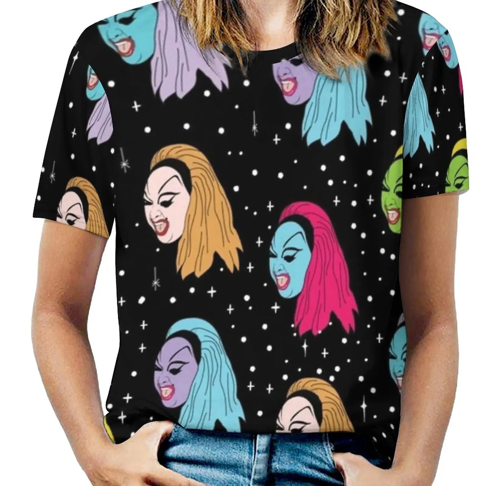 Punk Divine Fashion Print Women Ladies Girls T-Shirt Harajuku Round Neck Short Sleeve Tops & Tees Divine John Waters Punk