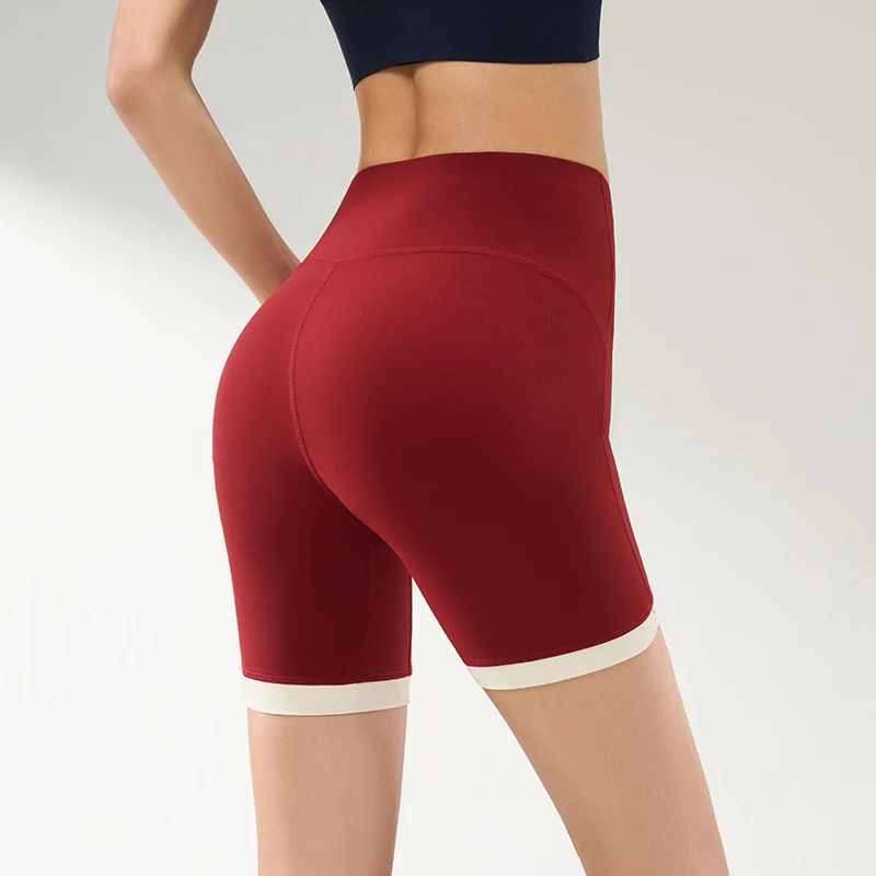 

Womens High Waist Color Block Yoga Shorts Butt Lifting Workout Shorts Summer Thin Sports Biker Shorts