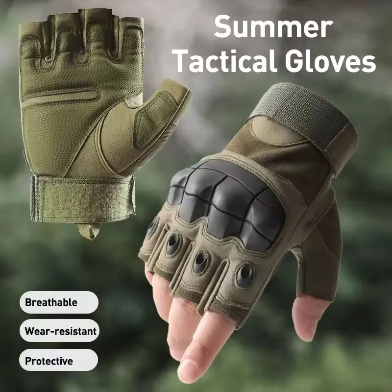 Men's WoMen's Summer Tactical Gloves Half Finger Reinforced Palm Durable Anti-Slip Protective Military Style for Hunting Cycling