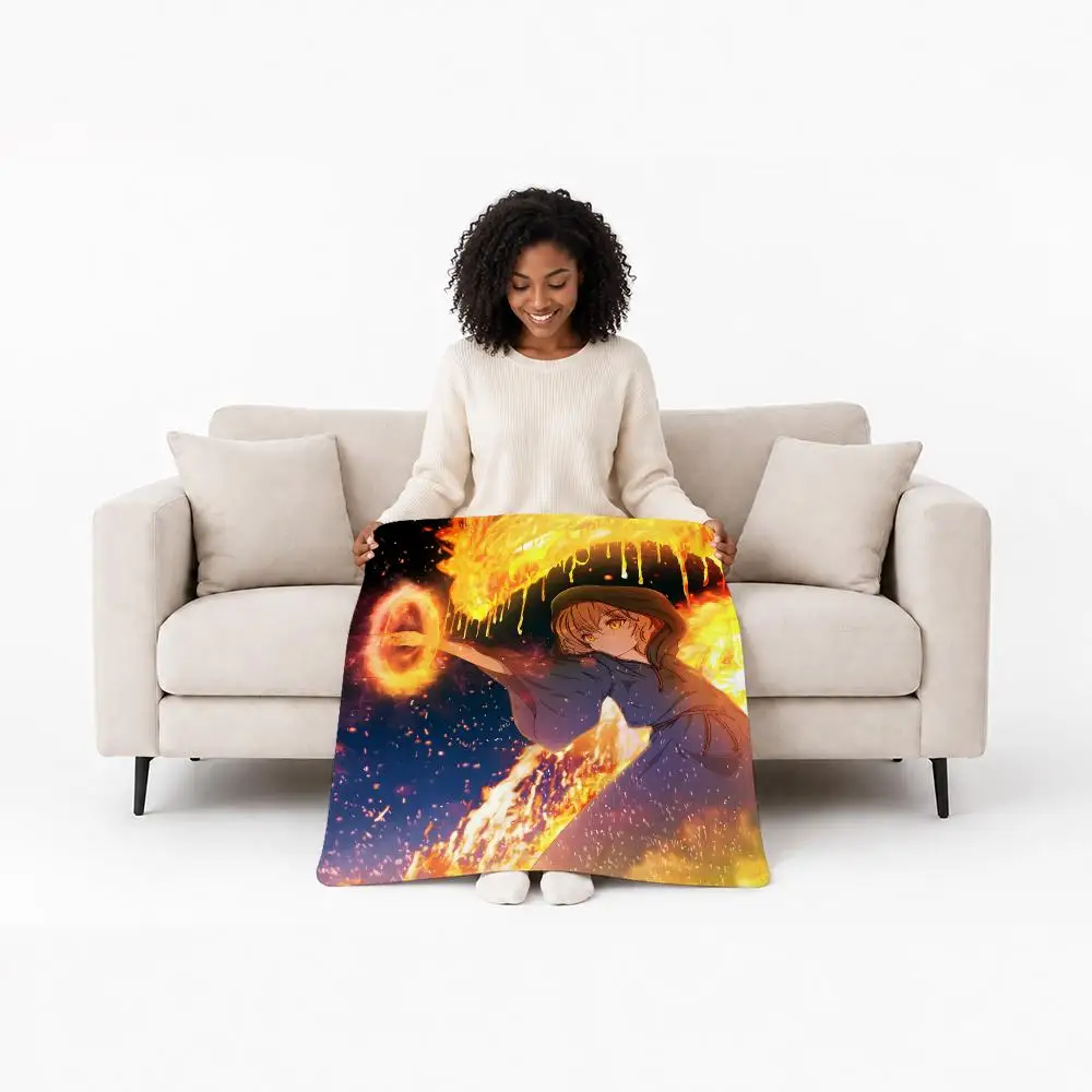 Fantasy Anime Secrets of the Silent Witch Throw Custom Printed Flannel Fleece Blanket for Sofa Bed Office Travel & Camping
