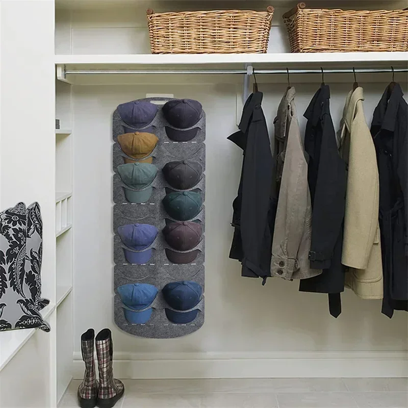 Hanging Hat Organizers for Baseball Cap Felt Storage Holders for Bedroom Closet Space Saving Wall Door Felt Storage Rack