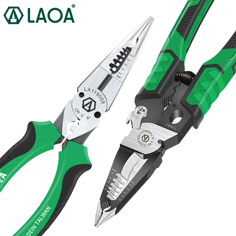 

LAOA Multifunction Long Nose Pliers Electrician Wire Stripper Tools Cable Cutter Terminal Crimping Pliers Large Size Wire Nipper