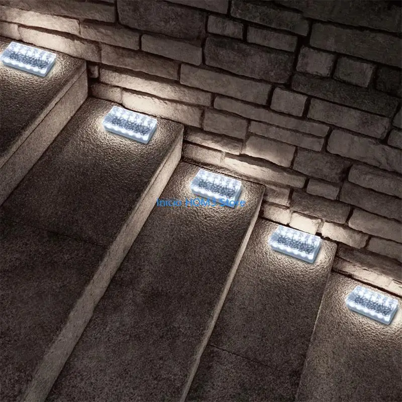A5YD Solar LED Brick Lights Outdoor Waterproof Stair Step Paver Lamp Landscape Light for Yard Lawn Garden Decoration