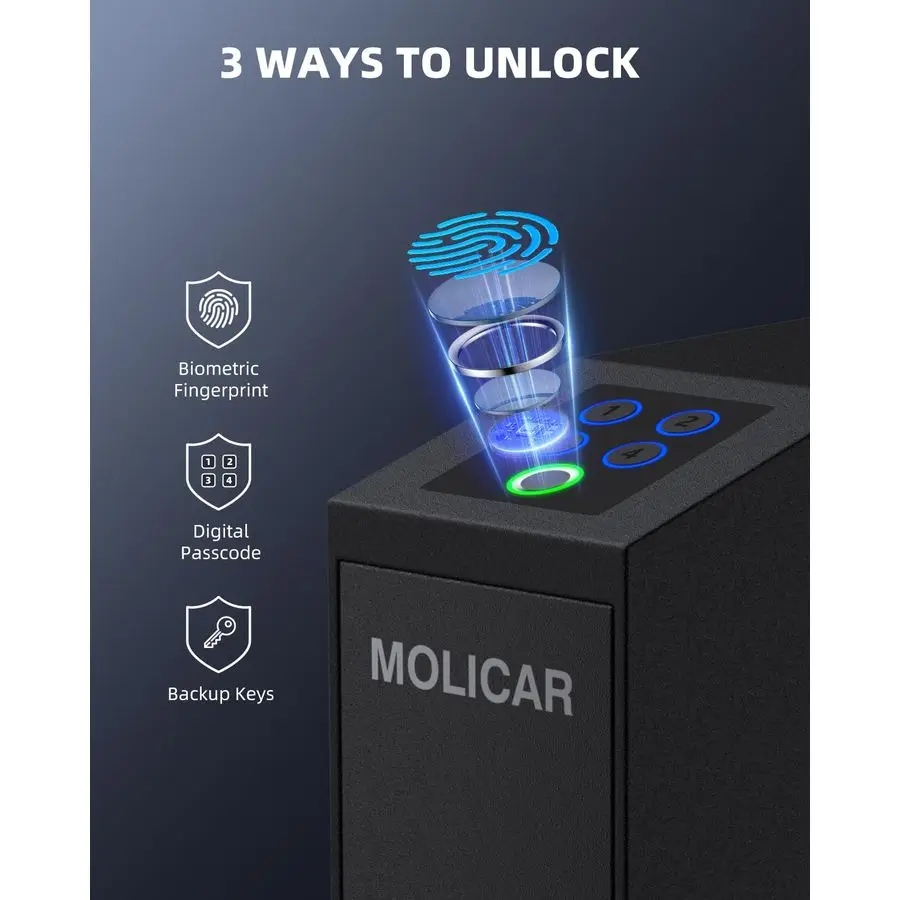 آمن للمسدس لبصمة الإصبع 3 طرق للوصول السريع، آمن للمسدس المنزلق، صندوق قفل مسدس مثبت على السرير لمنضدة الليل والسرير والمكتب، #2