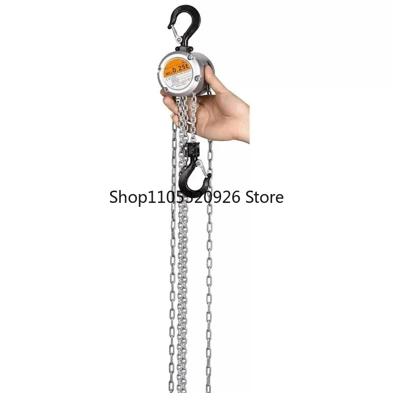Aluminum Alloy Hand Cranked Chain Hoist 0.25/0.5 T Portable Manual Lever Block Lifting Mini Chain Hoist