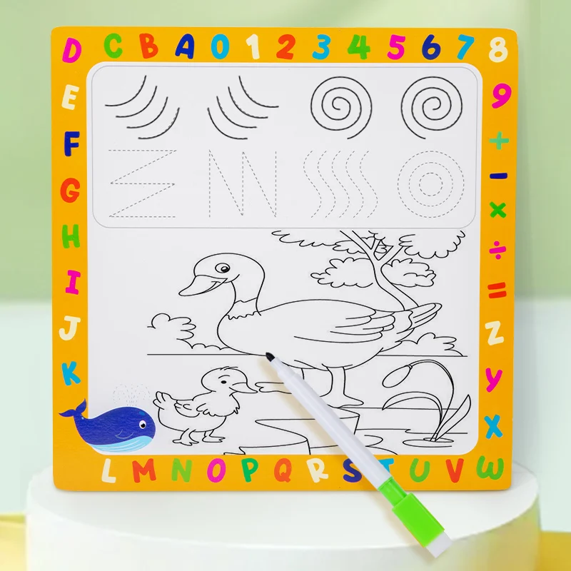 Wooden Animal Parent-Child Drawing Board 3D Puzzles Double-Sided Digital Puzzles Children\'s Cartoon Early Education Toys Gifts