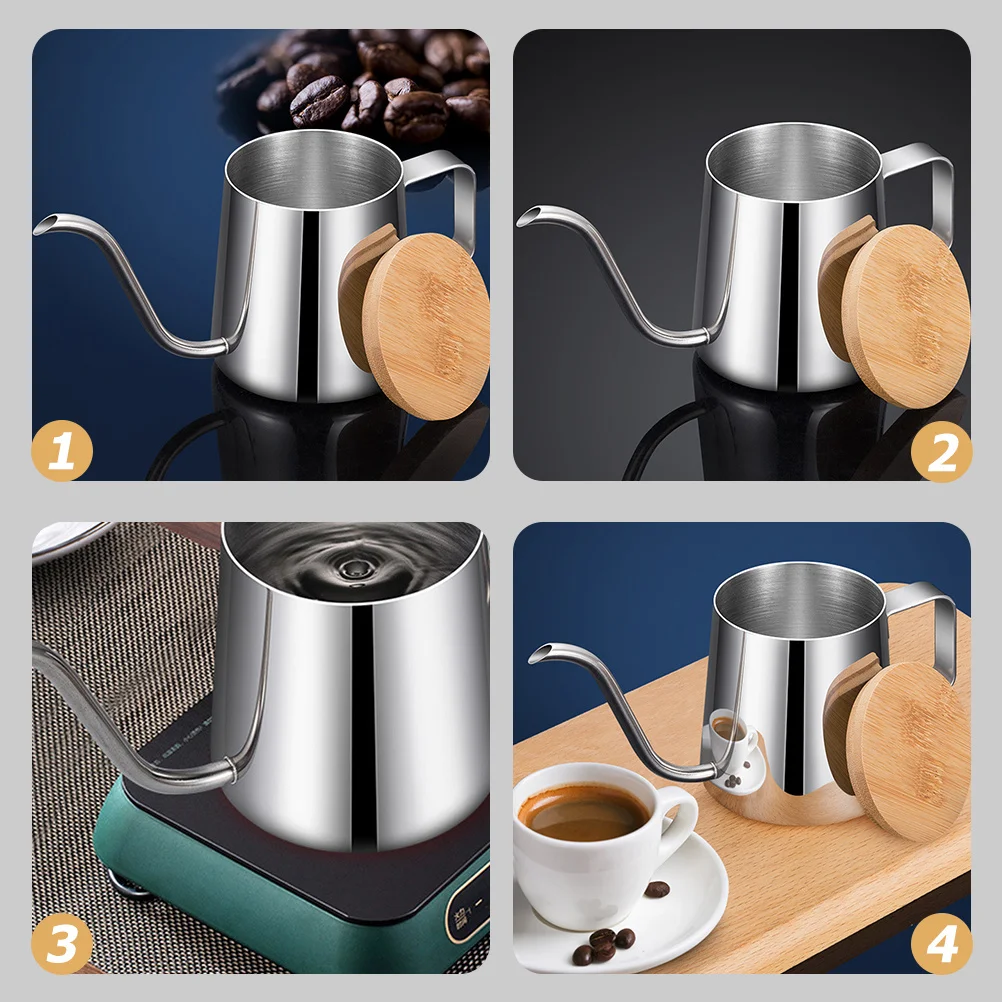 غلاية قهوة بالتنقيط اليدوية من الفولاذ المقاوم للصدأ وعاء صنبور ضيق 250 مللي مقبض مريح سلس للتحكم في تدفق المياه صب الشاي #5